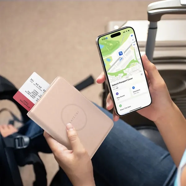 Satechi® Vegan-leather passport cover with Find My, RFID protection, wireless charging,... from ASI 84592 St Regis Group
