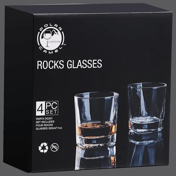 Set of four 11 oz square rocks glasses ideal for custom... from ASI 72657 Active Life Promo / Apres Ski Active Life