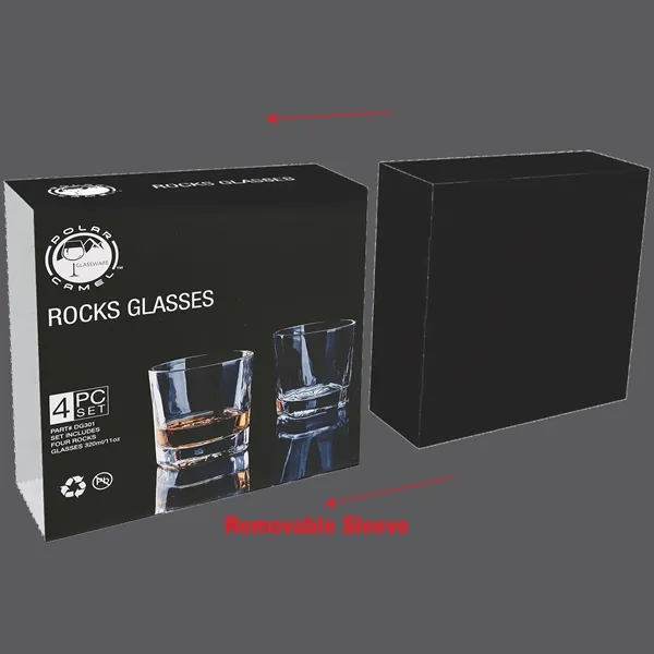 Set of four 11 oz square rocks glasses ideal for custom... from ASI 72657 Active Life Promo / Apres Ski Active Life