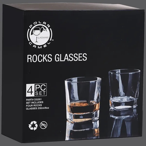 Set of four 8 oz. rectangle rocks glasses. Custom engravable. Elegant,... from ASI 72657 Active Life Promo / Apres Ski Active Life