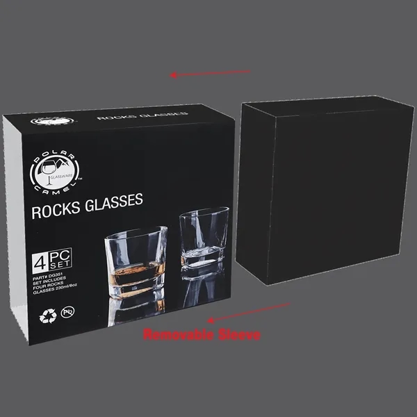 Set of four 8 oz. rectangle rocks glasses. Custom engravable. Elegant,... from ASI 72657 Active Life Promo / Apres Ski Active Life