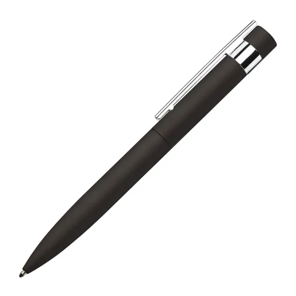 Metal twist action ballpoint pen with chrome trim and soft rubber... from ASI 84592 St Regis Group