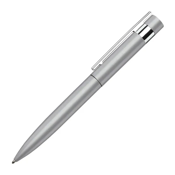 Metal twist action ballpoint pen with chrome trim and soft rubber... from ASI 84592 St Regis Group