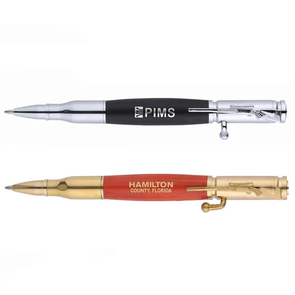 Bullet Brass Push-Lock Ballpoint Pen... from ASI 46755 Cosmo Promos