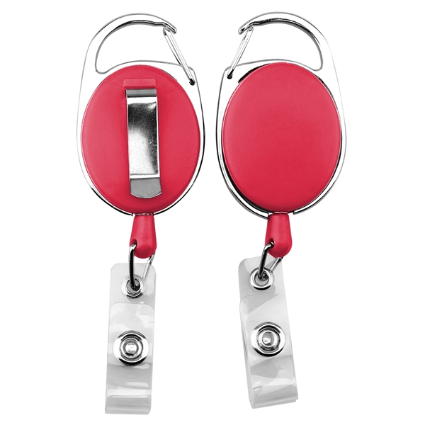 Oval shape retractable badge holder with clip... from ASI 74585 Nu Promo International / Nu Promo Line