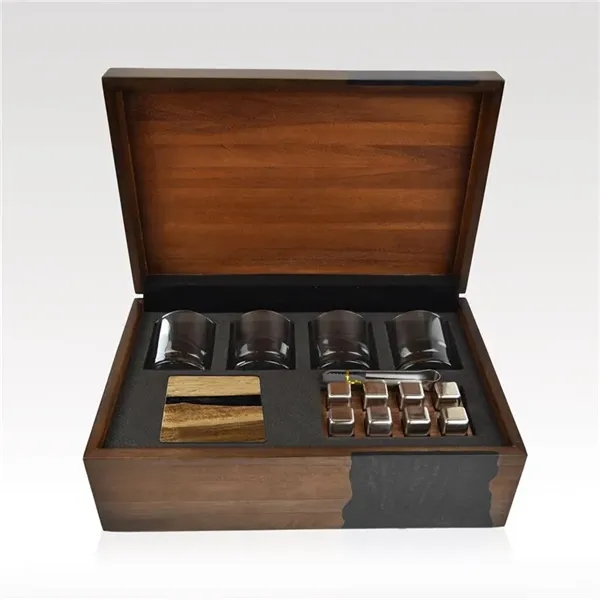 Handcrafted mahogany box with inlaid resin, customizable and gift-ready.... from ASI 93986 Visions/Awardcraft