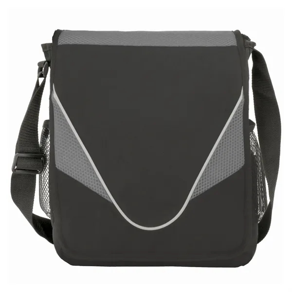 Messenger bag with adjustable shoulder strap and water bottle holsters on... from ASI 46755 Cosmo Promos