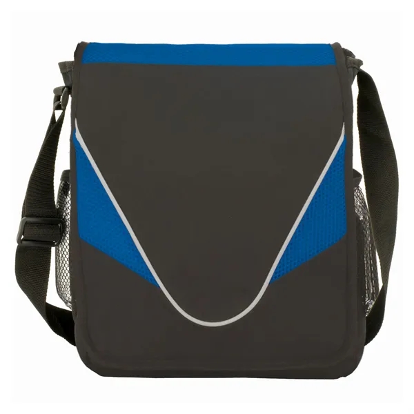 Messenger bag with adjustable shoulder strap and water bottle holsters on... from ASI 46755 Cosmo Promos
