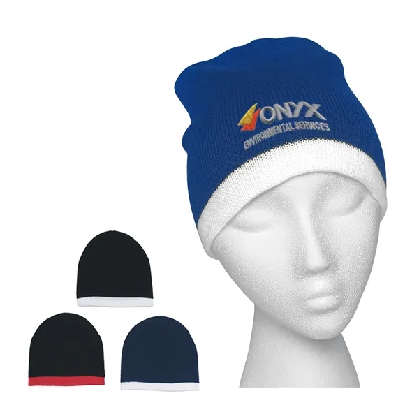 Knit Beanie with Stripe.  100% Acrylic.  One Size Fits... from ASI 61125 Hit Promotional Products / Hit®
