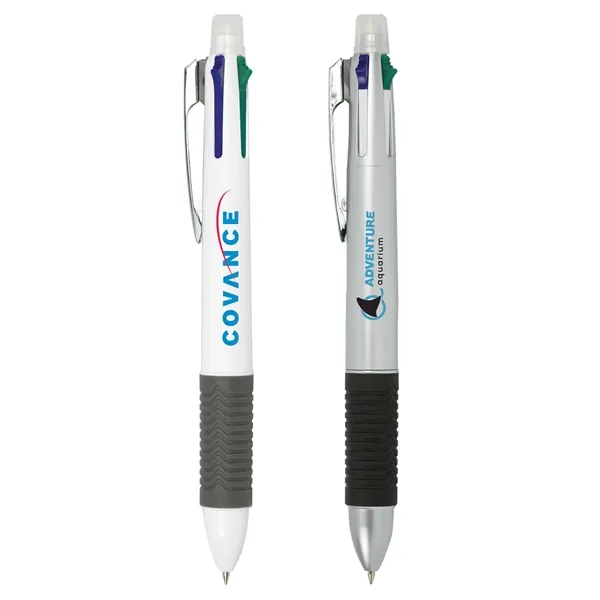 Retractable 4 color ink ballpoint pen and pencil is a 6-in-1... from ASI 46755 Cosmo Promos