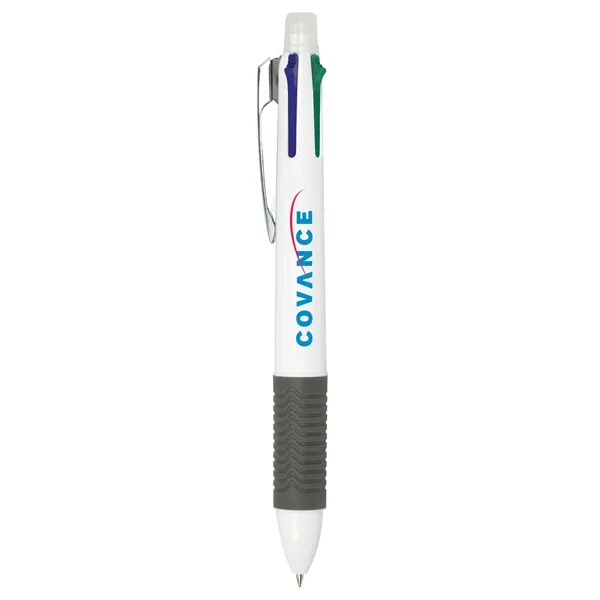 Retractable 4 color ink ballpoint pen and pencil is a 6-in-1... from ASI 46755 Cosmo Promos