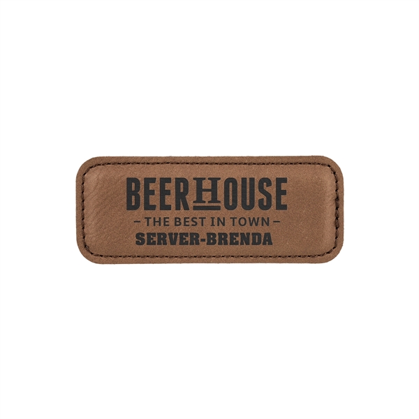 3 1/4" x 1 1/4" x 3/16" leatherette and metal badge... from ASI 74601 Calico