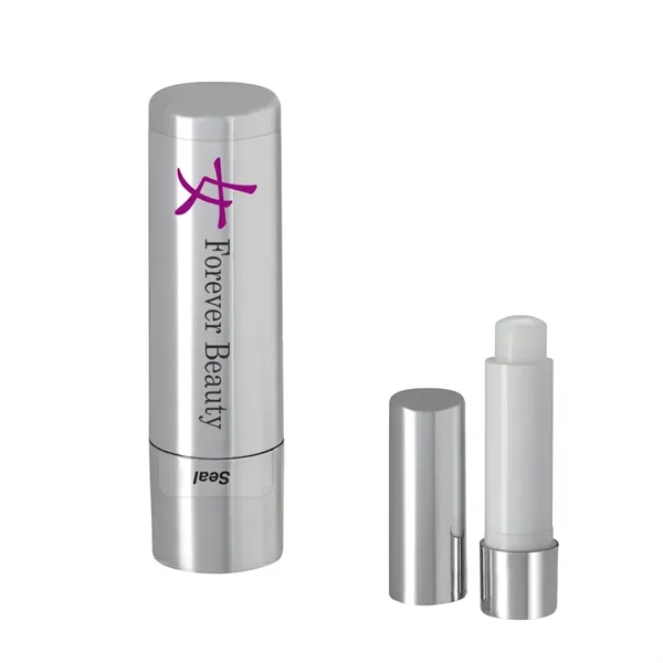 Metallic lip moisturizer stick with vanilla flavor, a safety seal, and... from ASI 61125 Hit Promotional Products / Hit®