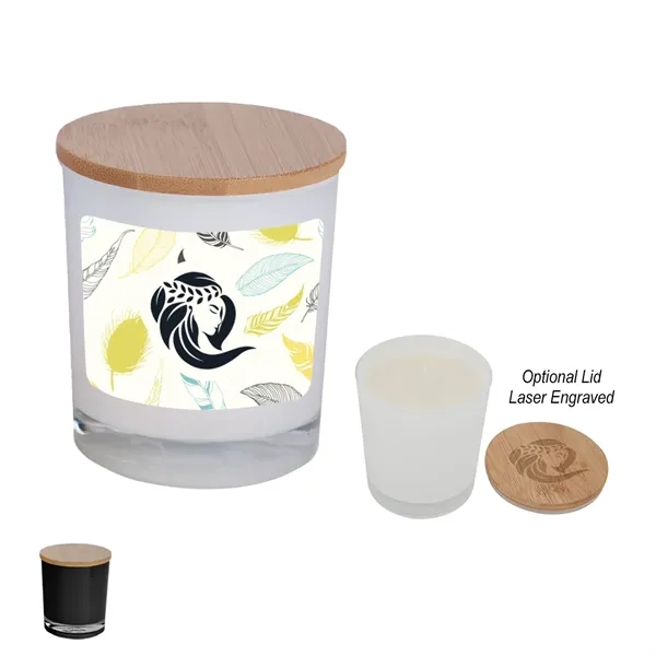 Bamboo soy single wick handle in soda lime class holder and... from ASI 61125 Hit Promotional Products / Hit®