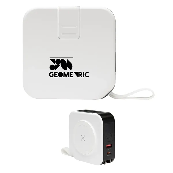 5-in-1 device with wall charger, wireless charger, power bank, charging cable... from ASI 61125 Hit Promotional Products / Hit®