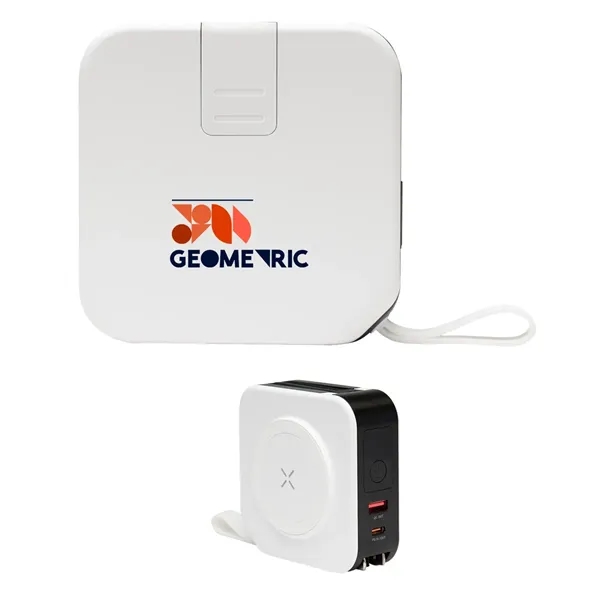 5-in-1 device with wall charger, wireless charger, power bank, charging cable... from ASI 61125 Hit Promotional Products / Hit®