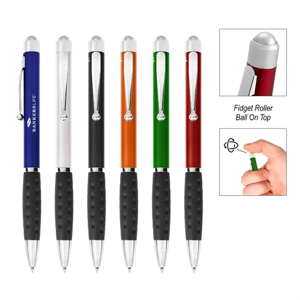 Twist-action ballpoint pen with fidget roller ball topper.... from ASI 61125 Hit Promotional Products / Hit®