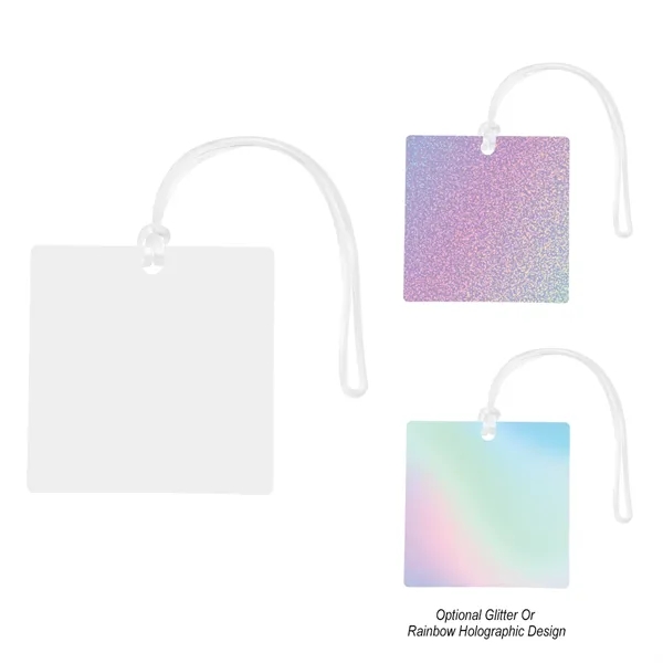 Square-shaped acrylic bag tag with PVC spaghetti strap attachment.... from ASI 61125 Hit Promotional Products / Hit®