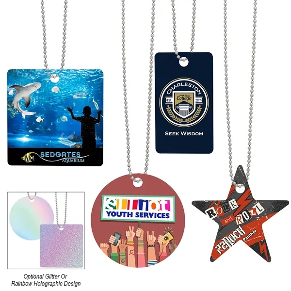 Custom shape acrylic charm with 24" ball chain and full color... from ASI 61125 Hit Promotional Products / Hit®