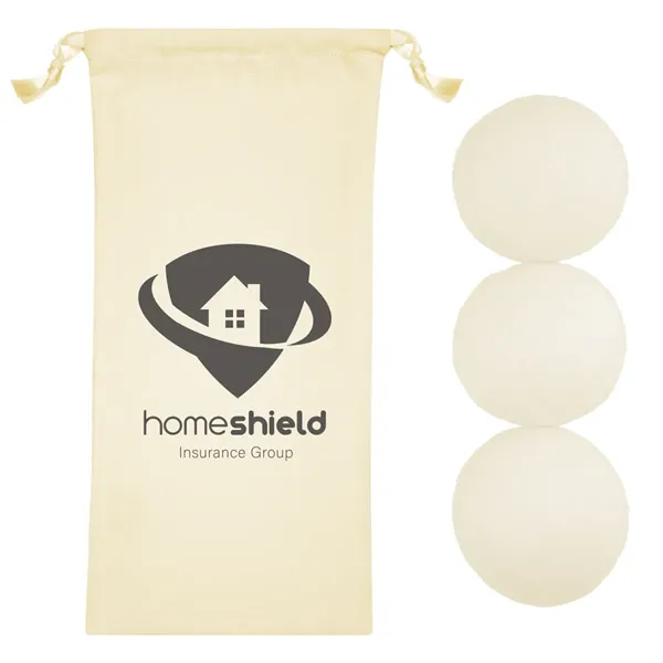 Set of 3 wool dryer balls in a drawstring pouch.... from ASI 61125 Hit Promotional Products / Hit®