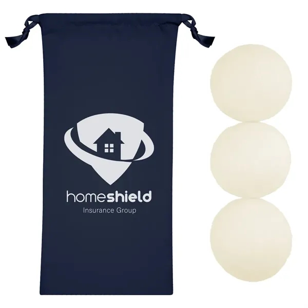 Set of 3 wool dryer balls in a drawstring pouch.... from ASI 61125 Hit Promotional Products / Hit®