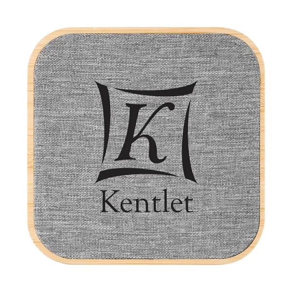 Wireless charger made of bamboo and recycled PET fabric.... from ASI 61125 Hit Promotional Products / Hit®