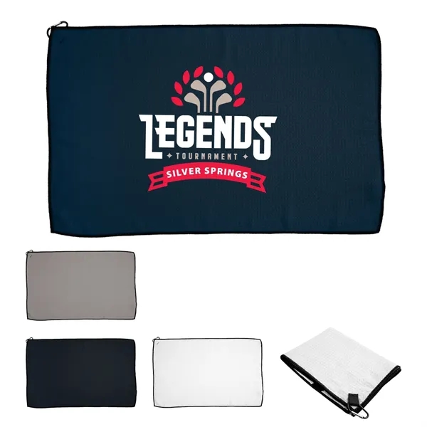 16.5" x 25" recycled polyester golf towel with carabiner attachment.... from ASI 61125 Hit Promotional Products / Hit®