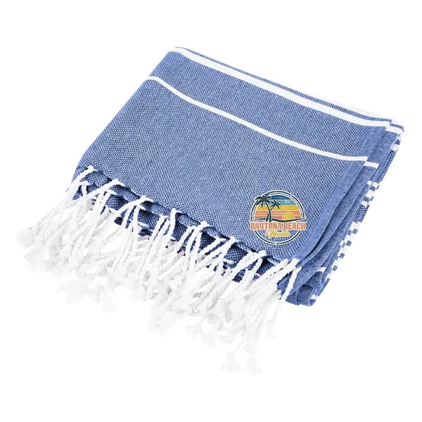 40" x 73" recycled cotton beach blanket with striped pattern and... from ASI 61125 Hit Promotional Products / Hit®