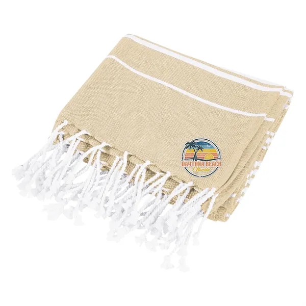 40" x 73" recycled cotton beach blanket with striped pattern and... from ASI 61125 Hit Promotional Products / Hit®