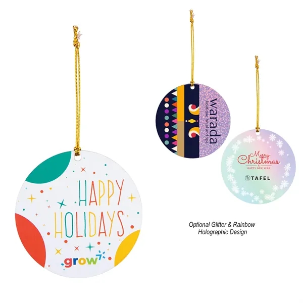 3.5" round wooden ornament with string for hanging and full color,... from ASI 61125 Hit Promotional Products / Hit®
