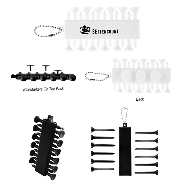 Golf tee set keychain; holds up to 12 tees.... from ASI 61125 Hit Promotional Products / Hit®