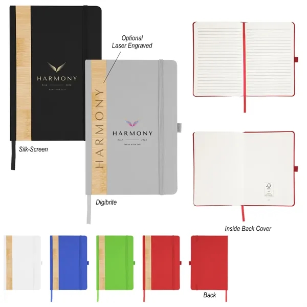 80 page lined journal with recycled PU and bamboo cover, bookmark,... from ASI 61125 Hit Promotional Products / Hit®