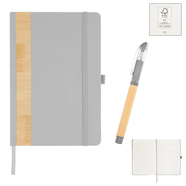 Gift set with a recycled PU and bamboo accent journal with... from ASI 61125 Hit Promotional Products / Hit®