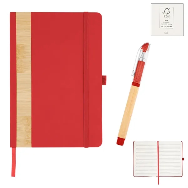 Gift set with a recycled PU and bamboo accent journal with... from ASI 61125 Hit Promotional Products / Hit®