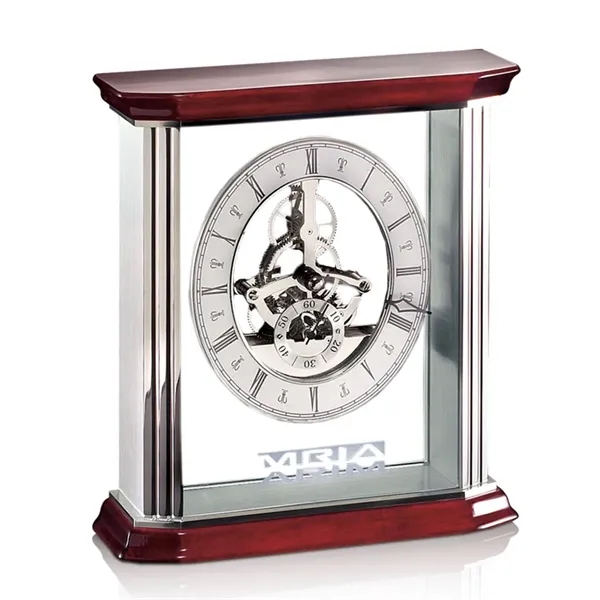 Modern mantle clock with a combination of chrome, rosewood and glass.... from ASI 84592 St Regis Group