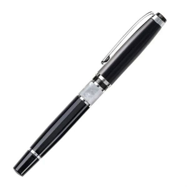Metal rollerball  pen witrh chrome trim and marble accent... from ASI 84592 St Regis Group