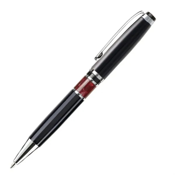 Metal twist-action ballpoint pen with chrome trim and marble accent... from ASI 84592 St Regis Group