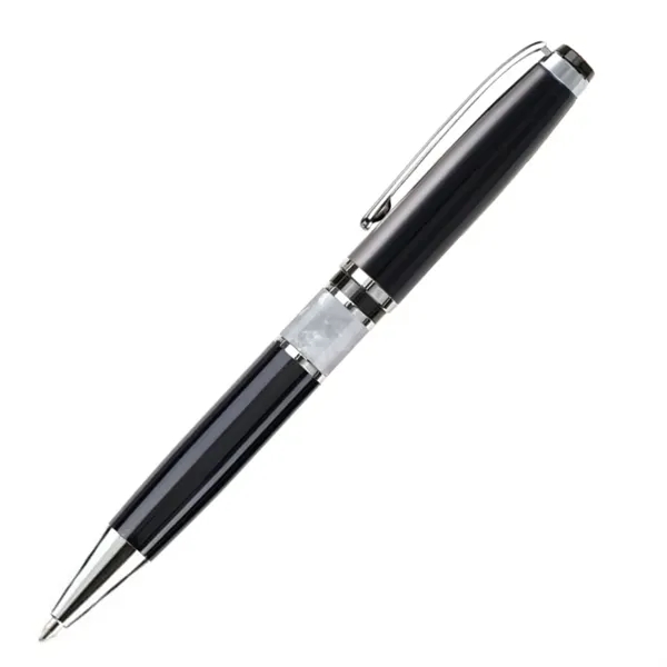 Metal twist-action ballpoint pen with chrome trim and marble accent... from ASI 84592 St Regis Group
