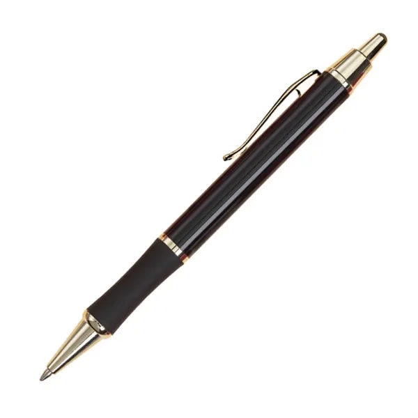 Metal click-action ballpoint pen with gold trim and real rubber grip... from ASI 84592 St Regis Group