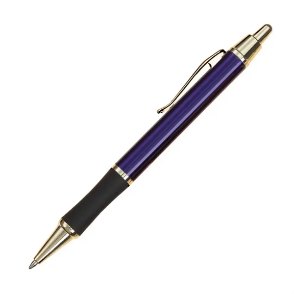 Metal click-action ballpoint pen with gold trim and real rubber grip... from ASI 84592 St Regis Group