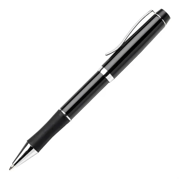 Metal twist-action ballpoint pen with chrome trim and real rubber grip.... from ASI 84592 St Regis Group