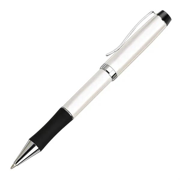 Metal twist-action ballpoint pen with chrome trim and real rubber grip.... from ASI 84592 St Regis Group