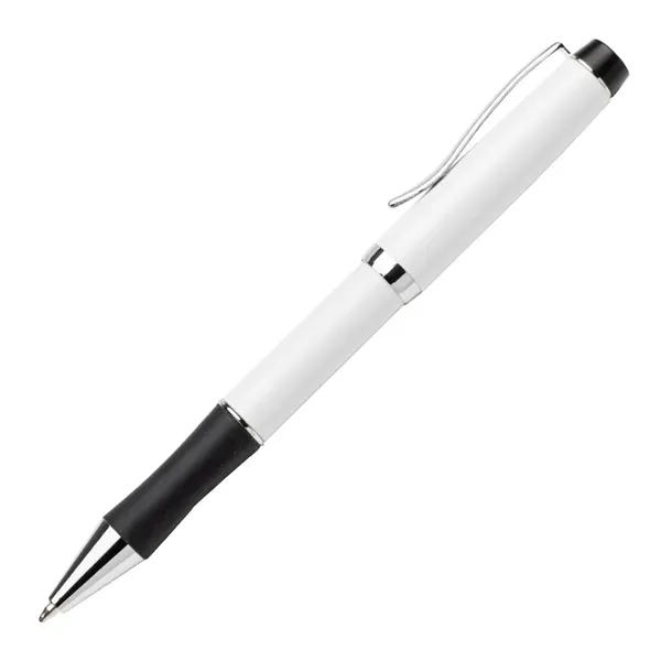 Metal twist-action ballpoint pen with chrome trim and real rubber grip.... from ASI 84592 St Regis Group