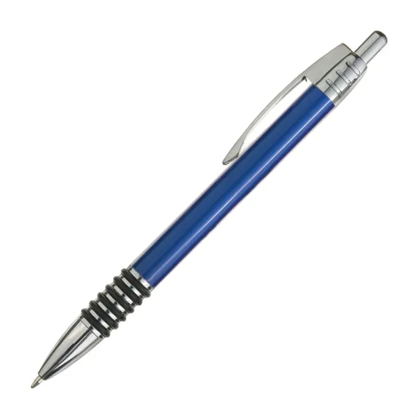Aluminum click-action ballpoint pen with chrome trim and real rubber grip.... from ASI 84592 St Regis Group