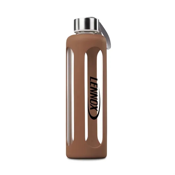Single wall glass water bottle with protective silicone sleeve... from ASI 84592 St Regis Group