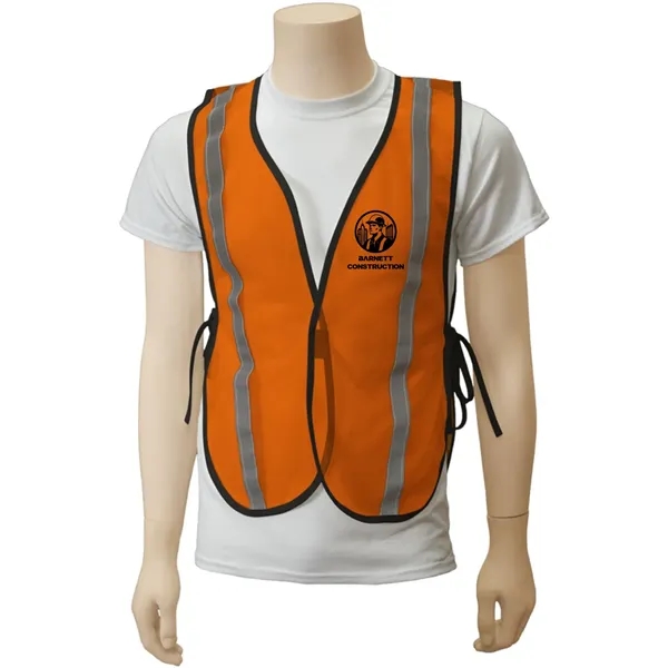 Striped mesh safety vest with black binding, two 1" reflective stripes,... from ASI 31260 AdCapitol