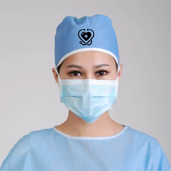 Fitted muslin surgical cap with notched back and 1/2" tie-string closure.... from ASI 31260 AdCapitol
