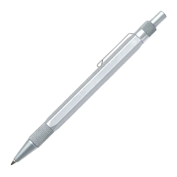 Metal click-action mechanical pencil with satin silver trim and textured grip... from ASI 84592 St Regis Group
