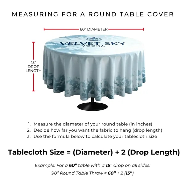 100% Recycled 90" Round Table Throw, Full Dye Sublimation, Washable, Dryable... from ASI 94105 Visual Textile Resource