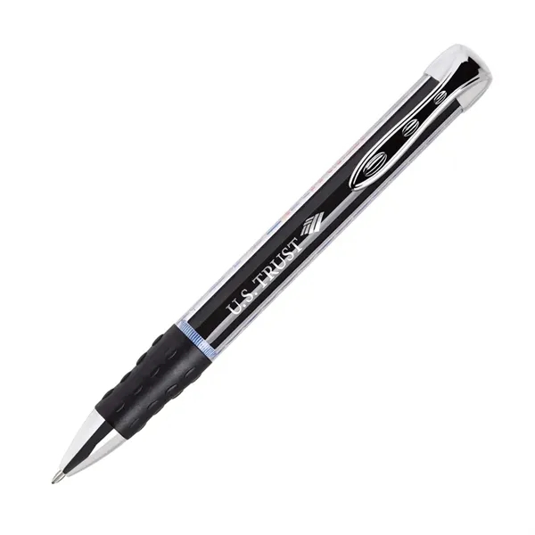 Patented twist-action ballpoint pen with aluminum logo plate and colored comfort... from ASI 68190 Lungsal / Lungsal